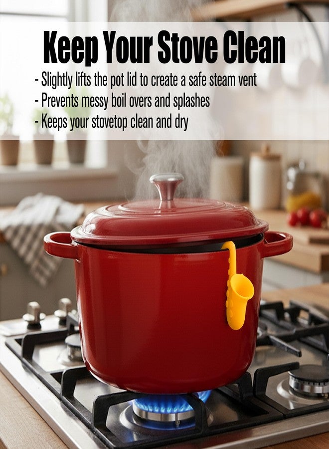 KH866 Pot Lid Lifter The Saxy Lid Riser Saxophone Shaped Steam Release Fun Kitchen Gadget Pot Lifts Holder Prevent Boil Overs, Cool Accessories That Keep Pot from Boiling Over Pack of 3 Yellow & Burt Orange - Image 3